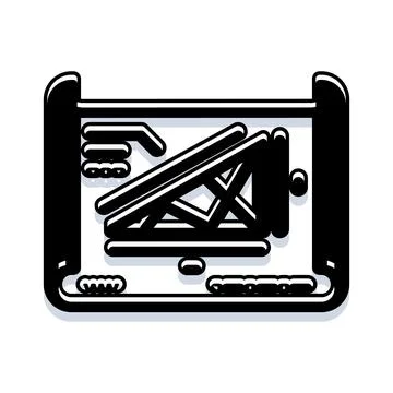 Drafting table architects drawing construction blueprint plan 库存插图