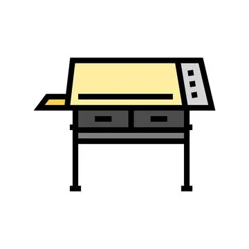 Drafting table architectural drafter color icon vector illustration 库存插图