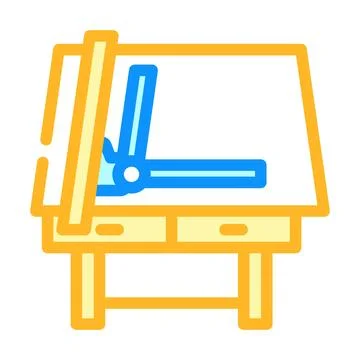 Drafting table architectural drafter color icon vector illustration 库存插图