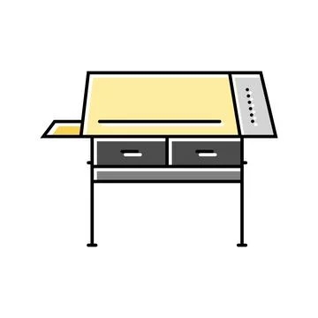 Drafting table architectural drafter color icon vector illustration 库存插图