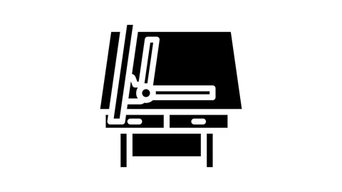 Drafting table architectural drafter glyph icon animation Stock Footage 326742652