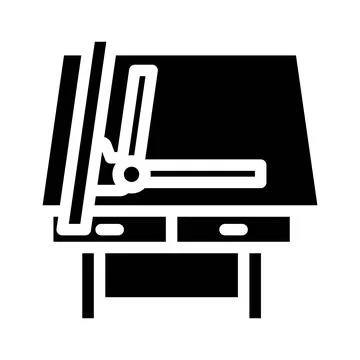 Drafting table architectural drafter glyph icon vector illustration 库存插图