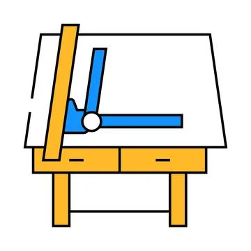 Drafting table architectural drafter icon color illustration 库存插图