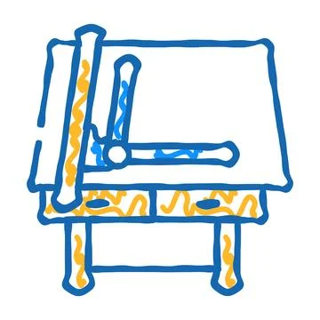 Drafting table architectural drafter icon doodle illustration 库存插图