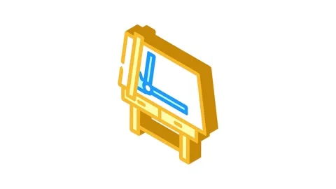 Drafting table architectural drafter isometric icon animation Stock Footage 327289469