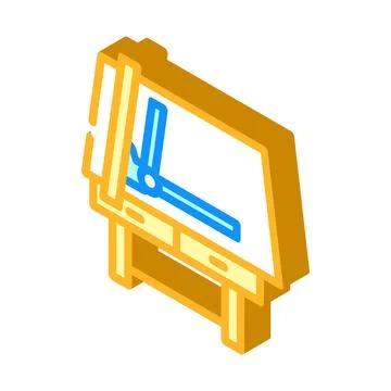 Drafting table architectural drafter isometric icon vector illustration 库存插图