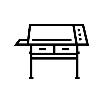 Drafting table architectural drafter line icon vector illustration 库存插图