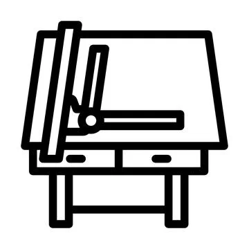 Drafting table architectural drafter line icon vector illustration 库存插图