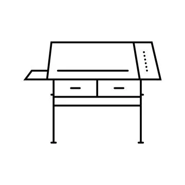 Drafting table architectural drafter line icon vector illustration 库存插图