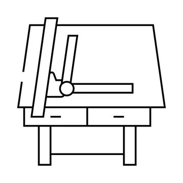 Drafting table architectural drafter line icon vector illustration 库存插图