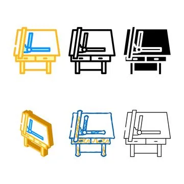Drafting table architectural variety drafter color icon vector Stock Illustration