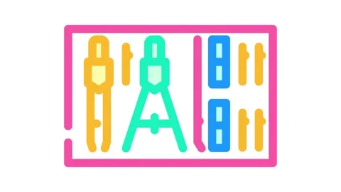 Drafting tools architectural drafter color icon animation Stock Footage 327266524