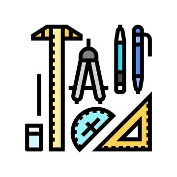 Drafting tools architectural drafter color icon vector illustration Stock Illustration