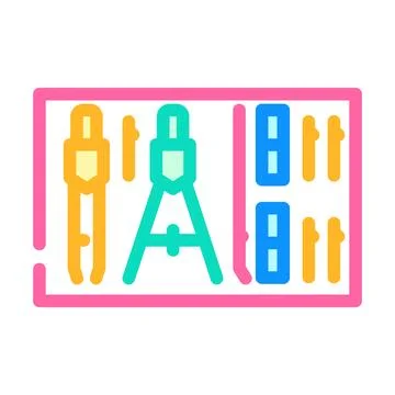 Drafting tools architectural drafter color icon vector illustration Illustrazione stock