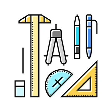 Drafting tools architectural drafter color icon vector illustration Illustrazione stock