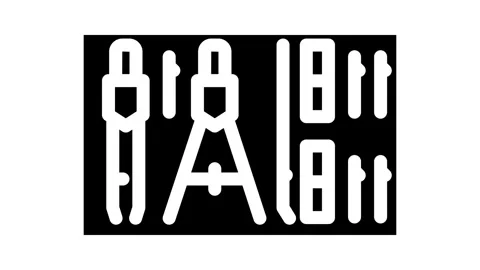 Drafting tools architectural drafter glyph icon animation Stock Footage 326742655