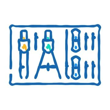 Drafting tools architectural drafter icon doodle illustration Illustrazione stock