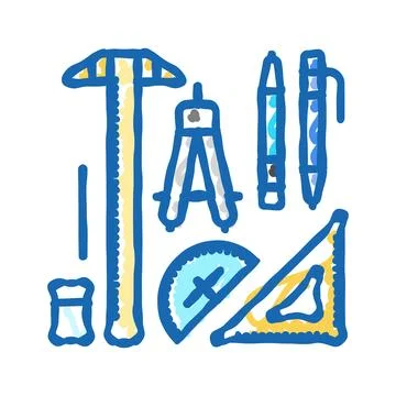 Drafting tools architectural drafter icon doodle illustration Illustrazione stock