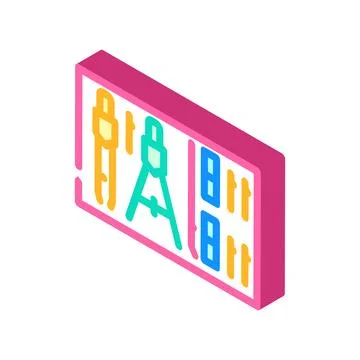 Drafting tools architectural drafter isometric icon vector illustration Illustrazione stock