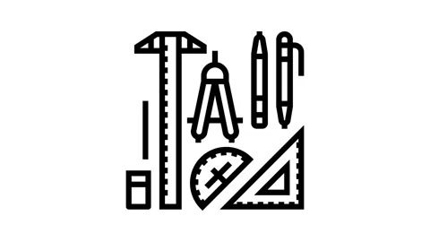 Drafting tools architectural drafter line icon animation Stock Footage 326132507