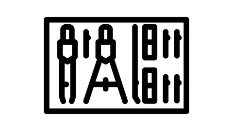 Drafting tools architectural drafter line icon animation Stock Footage 326759837