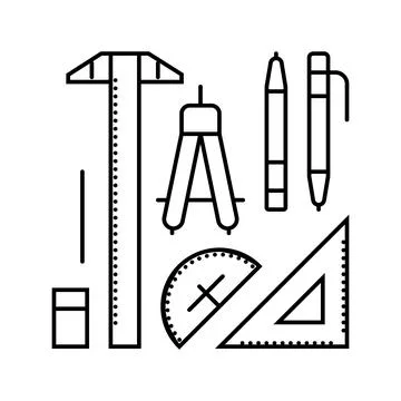 Drafting tools architectural drafter line icon vector illustration Stock Illustration