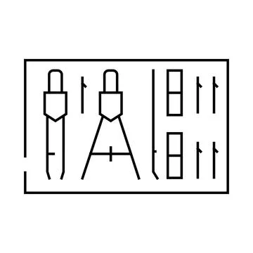 Drafting tools architectural drafter line icon vector illustration Illustrazione stock