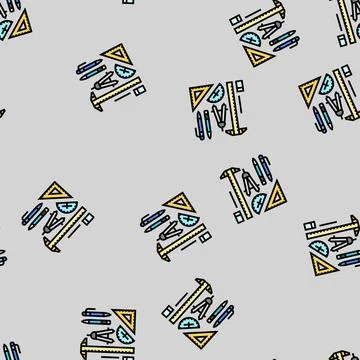 Drafting tools architectural drafter vector seamless pattern Illustrazione stock