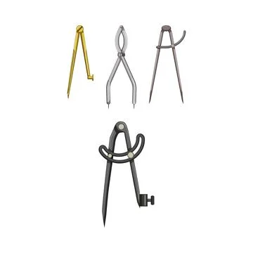 Drafting tools compass and divider set illustration Stock Illustration