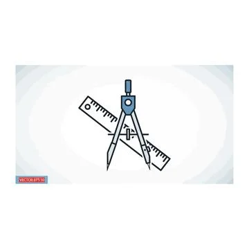 Drafting tools on a for drawing and design Illustrazione stock