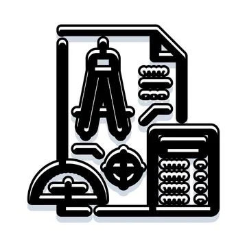 Drafting tools with ruler calculator and compass 스톡 일러스트
