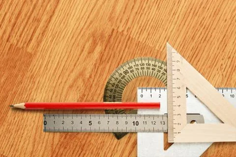 Drafting tools on white background Stock Photos