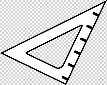 Drafting triangle is being displayed tilted in flat design with edge marks, Stock Illustration