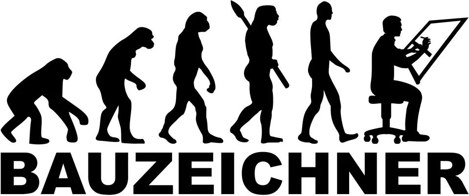 Draftsman evolution with german job title Stock Illustration