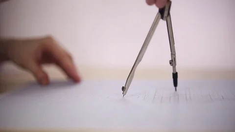 Draftsman uses the compass Video stock 72918139
