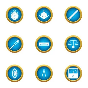 Draftsmanship icons set, flat style Stock Illustration