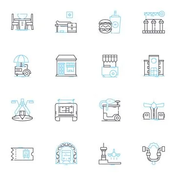 Draftsmen linear icons set. precision, sketching, drafting, design, architecture Stock Illustration