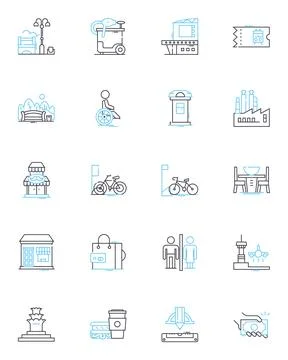 Draftsmen linear icons set. precision, sketching, drafting, design, architecture Stock Illustration