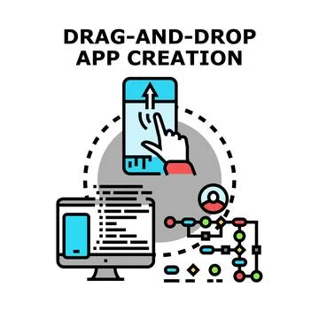 Drag and drop app creation developing digital solutions Stock-Illustration