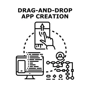 Drag and drop app creation developing digital solutions Stock Illustration