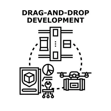 Drag and drop development creating software interface 库存插图
