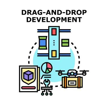 Drag and drop development creating software interface Stock Illustration