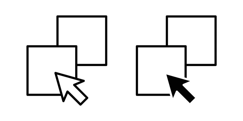 Drag and drop icon linear versions pack on white background Illustrazione stock