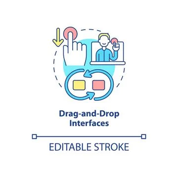 Drag and drop interfaces concept icon 库存插图