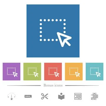 Drag and drop operation flat white icons in square backgrounds Stock Illustration