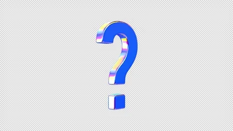 Drag and Drop ready Iridescent Glossy 3D Question mark Loop on Transparent Alpha Stock Footage 303559969