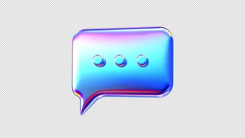 Drag and Drop ready Iridescent 3D Speech Bubble Glow with Holographic Typing Stock Footage 303560070