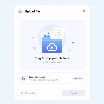 Drag and drop upload window. vector illustration Illustrazione stock