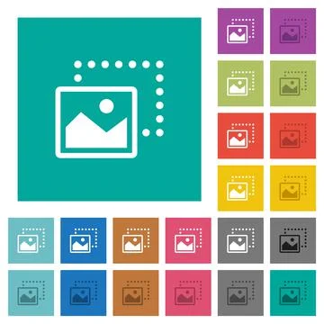 Drag image to bottom left square flat multi colored icons Stock Illustration
