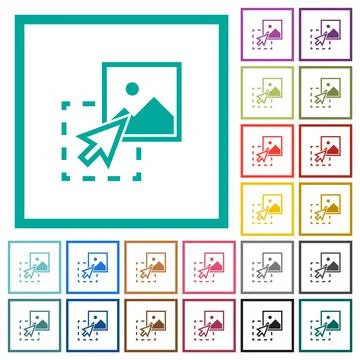 Drag image to upload flat color icons with quadrant frames Stock Illustration